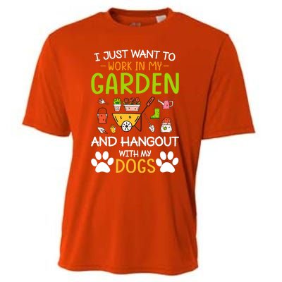 I Just Want To Work In My Garden And Hangout With Dogs Cooling Performance Crew T-Shirt