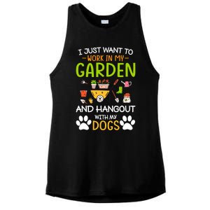 I Just Want To Work In My Garden And Hangout With Dogs Ladies PosiCharge Tri-Blend Wicking Tank