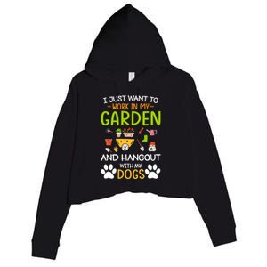 I Just Want To Work In My Garden And Hangout With Dogs Crop Fleece Hoodie