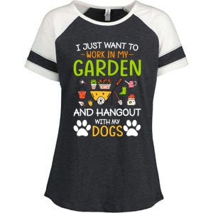 I Just Want To Work In My Garden And Hangout With Dogs Enza Ladies Jersey Colorblock Tee