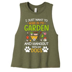 I Just Want To Work In My Garden And Hangout With Dogs Women's Racerback Cropped Tank