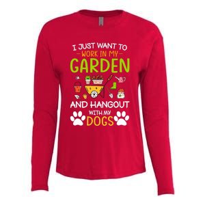 I Just Want To Work In My Garden And Hangout With Dogs Womens Cotton Relaxed Long Sleeve T-Shirt