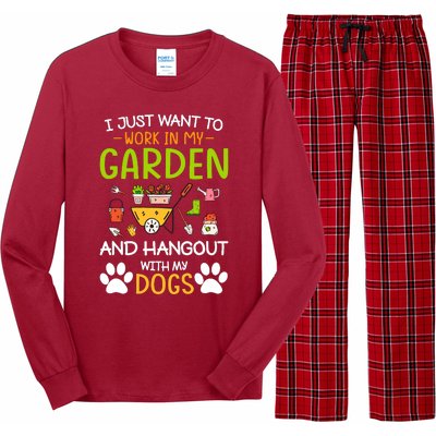 I Just Want To Work In My Garden And Hangout With Dogs Long Sleeve Pajama Set