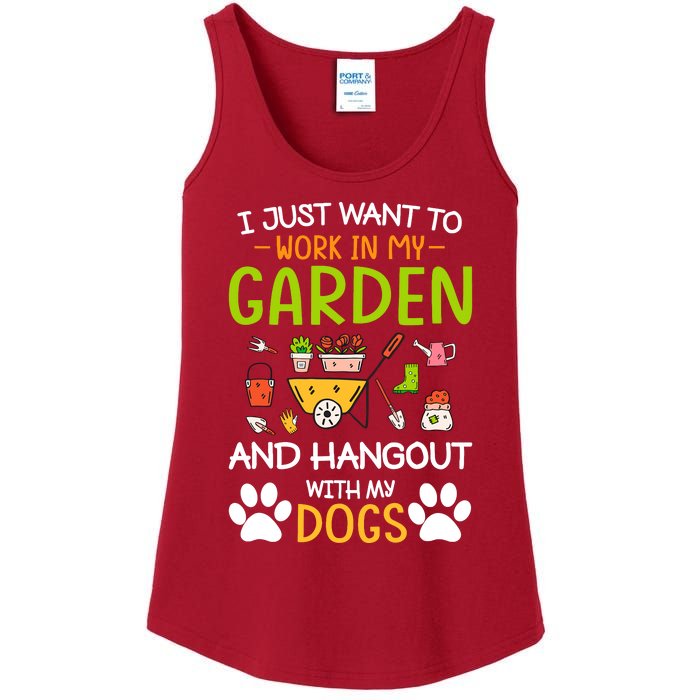 I Just Want To Work In My Garden And Hangout With Dogs Ladies Essential Tank