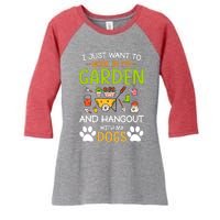 I Just Want To Work In My Garden And Hangout With Dogs Women's Tri-Blend 3/4-Sleeve Raglan Shirt