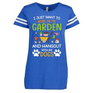 I Just Want To Work In My Garden And Hangout With Dogs Enza Ladies Jersey Football T-Shirt