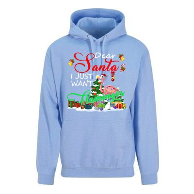 I Just Want Flamingos Christmas Santa Flamingo Lover Funny Gift Unisex Surf Hoodie