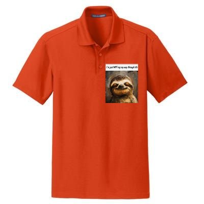 IM Just Wtfing My Way Through Life Funny Cute Sloth Saying Dry Zone Grid Polo