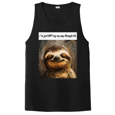 IM Just Wtfing My Way Through Life Funny Cute Sloth Saying PosiCharge Competitor Tank