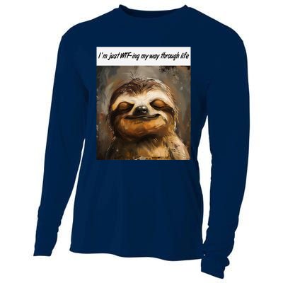 IM Just Wtfing My Way Through Life Funny Cute Sloth Saying Cooling Performance Long Sleeve Crew