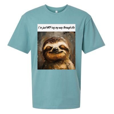 IM Just Wtfing My Way Through Life Funny Cute Sloth Saying Sueded Cloud Jersey T-Shirt