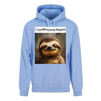 IM Just Wtfing My Way Through Life Funny Cute Sloth Saying Unisex Surf Hoodie