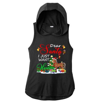 I Just Want Horses Christmas Farmer Santa Horse Lover Cute Gift Ladies PosiCharge Tri-Blend Wicking Draft Hoodie Tank