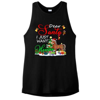 I Just Want Horses Christmas Farmer Santa Horse Lover Cute Gift Ladies PosiCharge Tri-Blend Wicking Tank