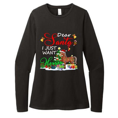 I Just Want Horses Christmas Farmer Santa Horse Lover Cute Gift Womens CVC Long Sleeve Shirt