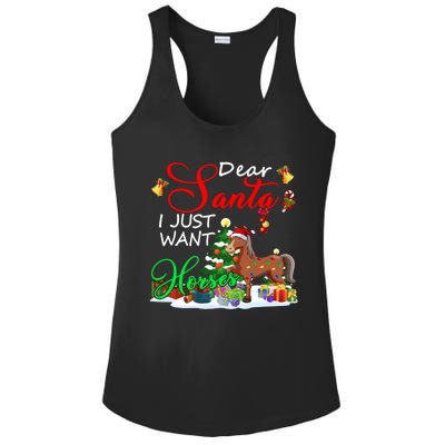 I Just Want Horses Christmas Farmer Santa Horse Lover Cute Gift Ladies PosiCharge Competitor Racerback Tank