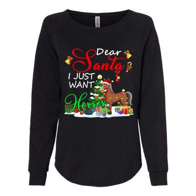 I Just Want Horses Christmas Farmer Santa Horse Lover Cute Gift Womens California Wash Sweatshirt