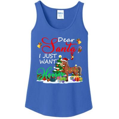 I Just Want Horses Christmas Farmer Santa Horse Lover Cute Gift Ladies Essential Tank