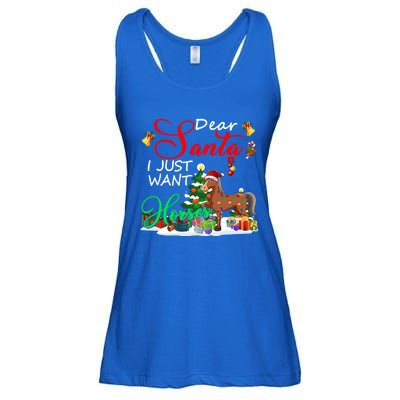 I Just Want Horses Christmas Farmer Santa Horse Lover Cute Gift Ladies Essential Flowy Tank