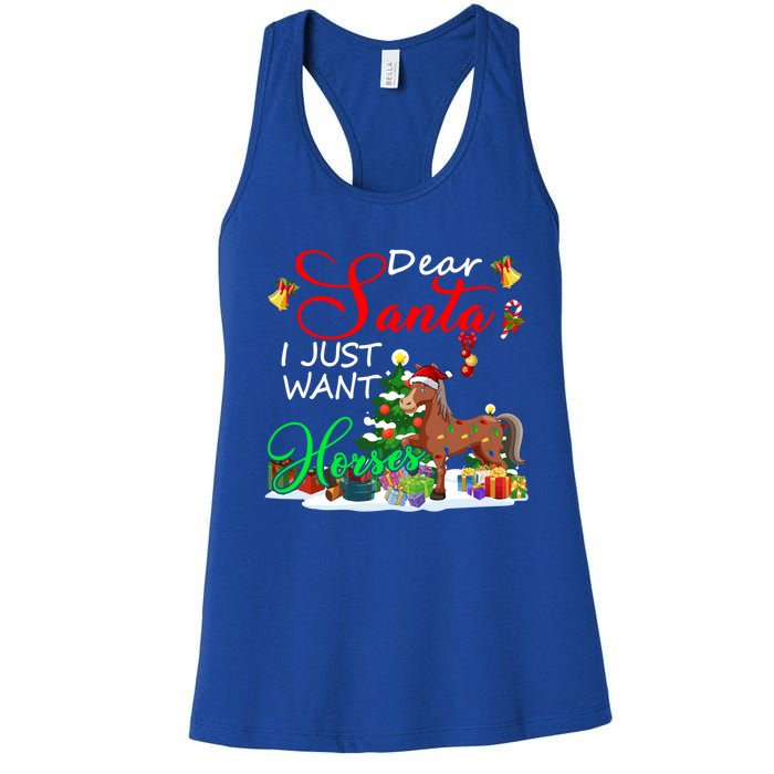 I Just Want Horses Christmas Farmer Santa Horse Lover Cute Gift Women's Racerback Tank