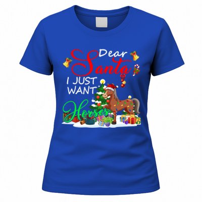 I Just Want Horses Christmas Farmer Santa Horse Lover Cute Gift Women's T-Shirt