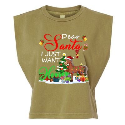 I Just Want Horses Christmas Farmer Santa Horse Lover Cute Gift Garment-Dyed Women's Muscle Tee