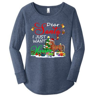 I Just Want Horses Christmas Farmer Santa Horse Lover Cute Gift Women's Perfect Tri Tunic Long Sleeve Shirt