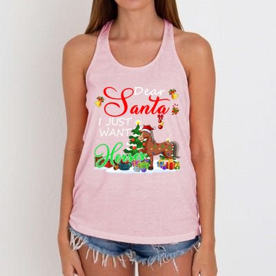 I Just Want Horses Christmas Farmer Santa Horse Lover Cute Gift Women's Knotted Racerback Tank