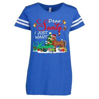 I Just Want Horses Christmas Farmer Santa Horse Lover Cute Gift Enza Ladies Jersey Football T-Shirt