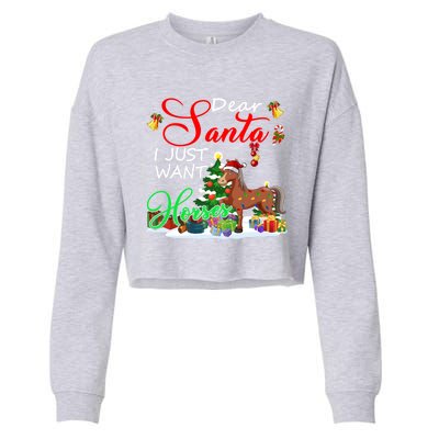 I Just Want Horses Christmas Farmer Santa Horse Lover Cute Gift Cropped Pullover Crew