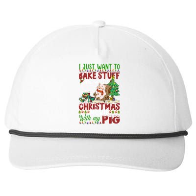 I Just Want To Bake Stuff Watch Xmas Movie With Pig Santa Gift Snapback Five-Panel Rope Hat