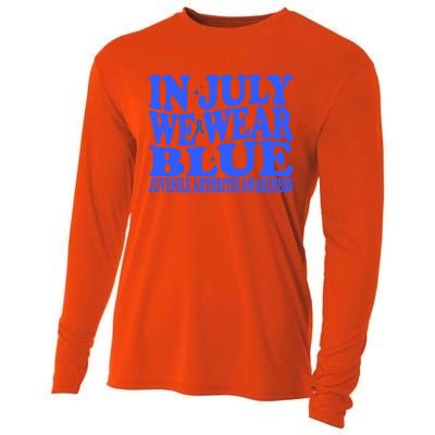 In July We Wear Blue Juvenile Arthritis Awareness Groovy Meaningful Gift Cooling Performance Long Sleeve Crew