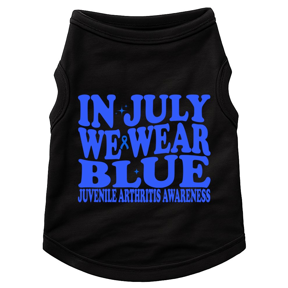 In July We Wear Blue Juvenile Arthritis Awareness Groovy Meaningful Gift Doggie Tank