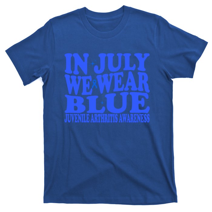 In July We Wear Blue Juvenile Arthritis Awareness Groovy Meaningful Gift T-Shirt