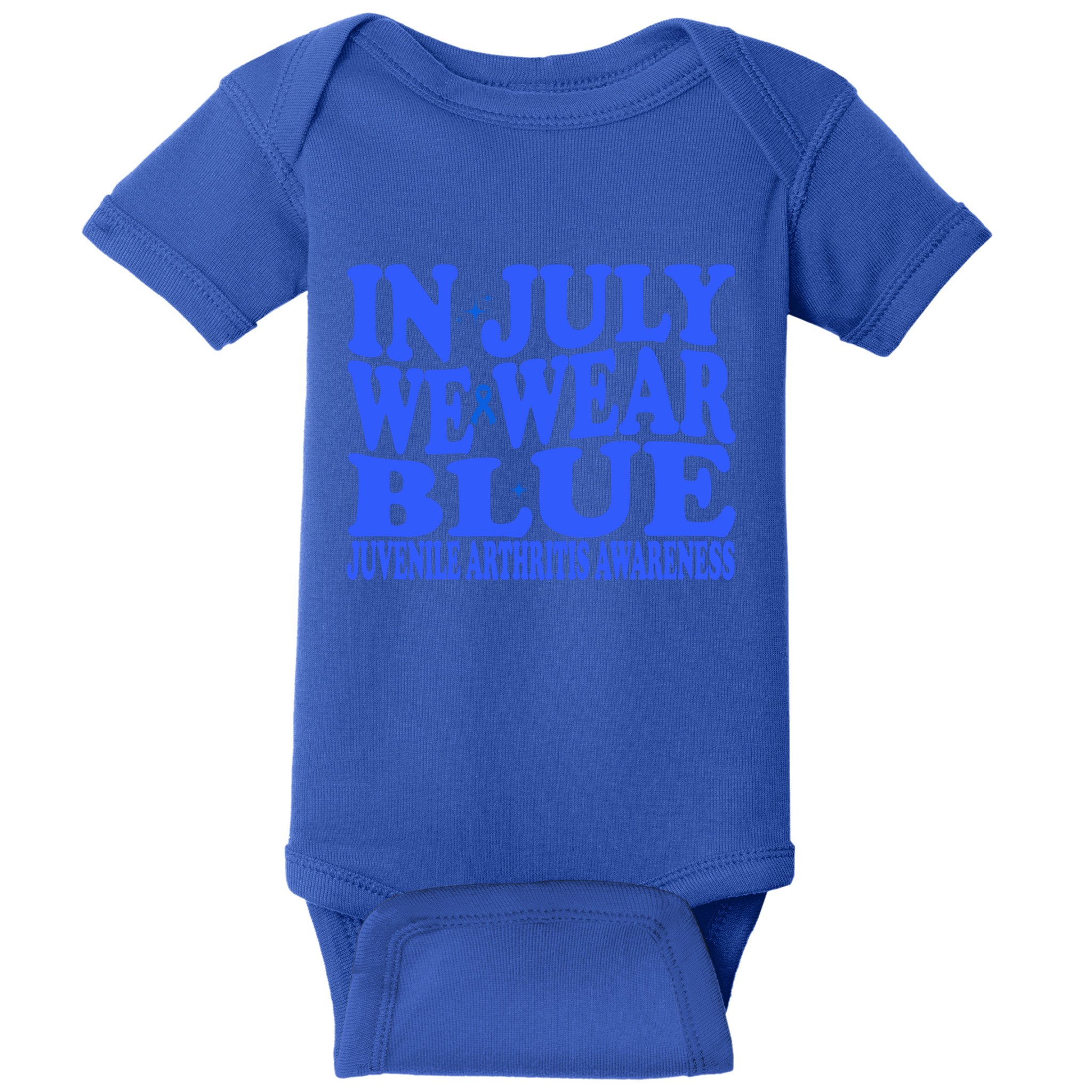 In July We Wear Blue Juvenile Arthritis Awareness Groovy Meaningful Gift Baby Bodysuit