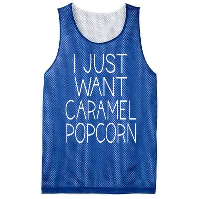 I Just Want Caramel Popcorn Funny Gift Mesh Reversible Basketball Jersey Tank