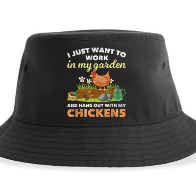 I Just Want To Work In My Garden And Hangout With My Chicken Sustainable Bucket Hat