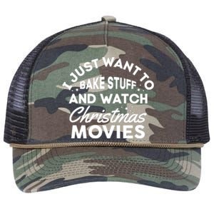 I Just Want To Bake Stuff And Watch Christmas Movies Shirts Retro Rope Trucker Hat Cap