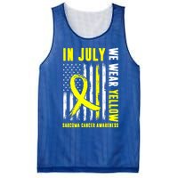 In July We Wear Yellow Sarcoma Cancer Awareness Us Flag Cute Gift Mesh Reversible Basketball Jersey Tank