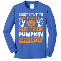 I Just Want To Pet Cats And Pumpkin Spice Lattes Gift Kids Long Sleeve Shirt