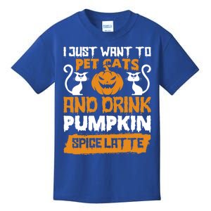 I Just Want To Pet Cats And Pumpkin Spice Lattes Gift Kids T-Shirt