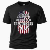 If Jesus Was A Carpenter God Must Be An Electrician Cooling Performance Crew T-Shirt