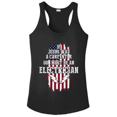 If Jesus Was A Carpenter God Must Be An Electrician Ladies PosiCharge Competitor Racerback Tank