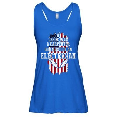 If Jesus Was A Carpenter God Must Be An Electrician Ladies Essential Flowy Tank