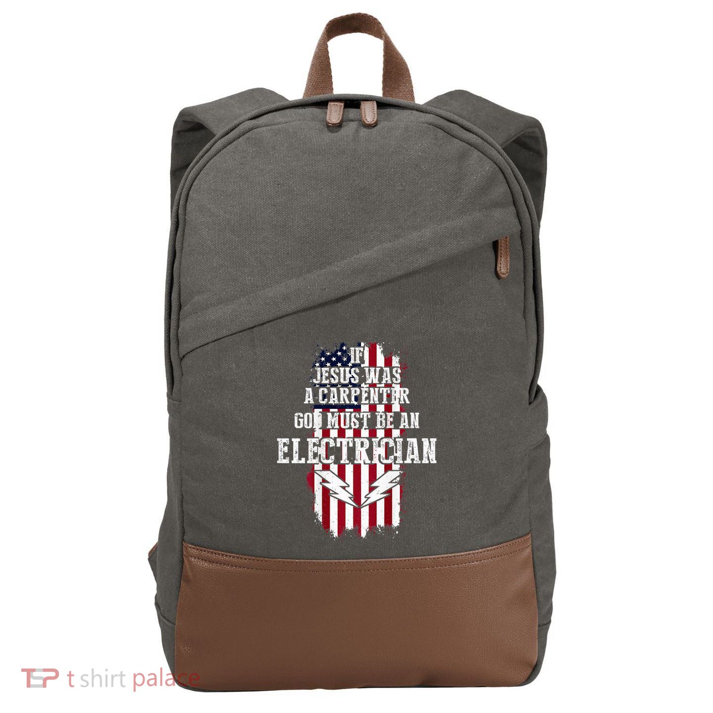 If Jesus Was A Carpenter God Must Be An Electrician Cotton Canvas Backpack