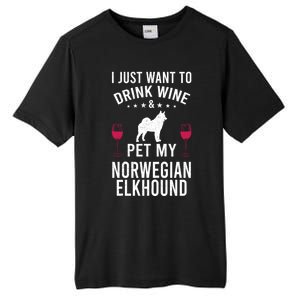 I Just Want To Wine And Pet My Norwegian Elkhound Gift Tall Fusion ChromaSoft Performance T-Shirt