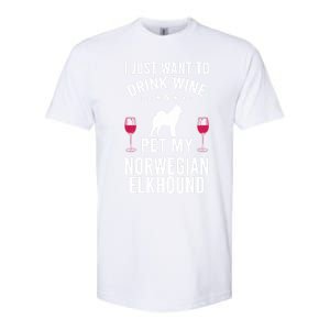 I Just Want To Wine And Pet My Norwegian Elkhound Gift Softstyle CVC T-Shirt