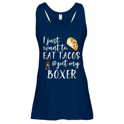 I Just Want To Eat Tacos And Pet My Boxer Dog Funny Cool Ladies Essential Flowy Tank