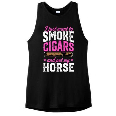 I Just Want To Smoke Cigars And Pet My Horse Gift Ladies PosiCharge Tri-Blend Wicking Tank