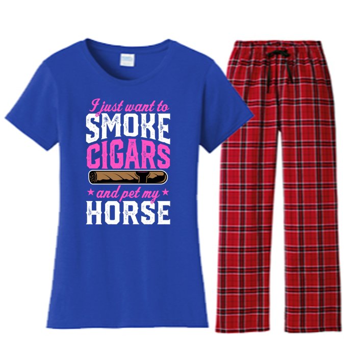 I Just Want To Smoke Cigars And Pet My Horse Gift Women's Flannel Pajama Set